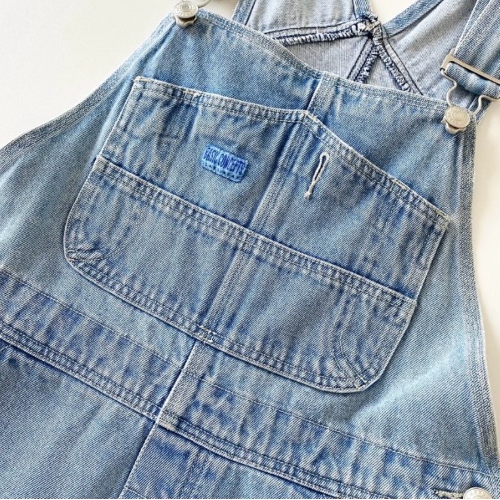 VINTAGE 90s Light Denim Baggy Overalls - Picture 5 of 10